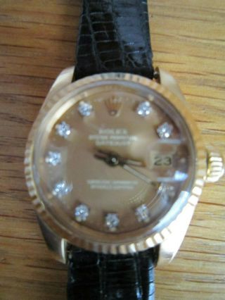 Rolex 18k Solid Gold Ladies Datejust Diamond Dial Watch