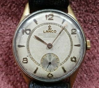 Vintage Lanco Mens Watch 343 Swiss Made Antimagnetic With Leather Band