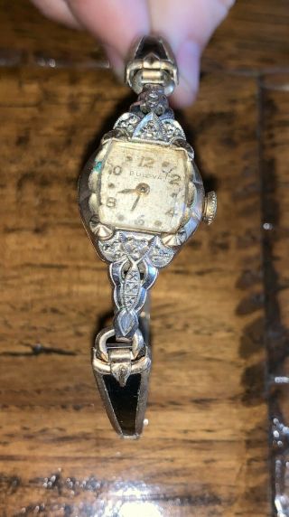 Vintage Bulova Watch,  10k Rolled Gold,  17 Jewels,  6 Diamonds