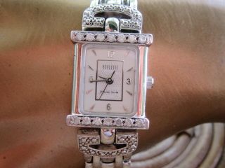 " Ecclissi " Sterling Silver Watch With 14 Diamonds 7/7.  5 "