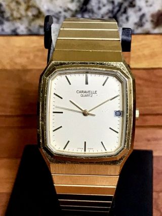 Vintage Caravelle By Bulova Date P8 Steel Men’s Chronometer Watch Not Running