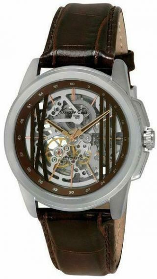 Kenneth Cole Men ' s Automatic Watch Stainless Steel Case with Brown Leather Strap 3