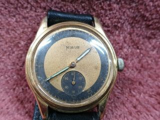 Vintage Nisus Mens Watch 9518 Swiss Made With Leather Band