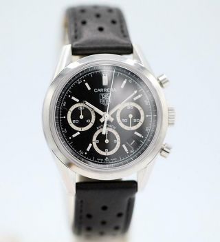 Tag Heuer Carrera Cv2113 - 0 Chronograph Black Dial Leather Automatic Men 