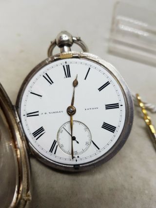 Antique solid silver gents J.  B.  Yabsley London pocket watch 1895 ref746 7
