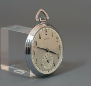 WWII German Military Swiss SERDIX A.  Michel Pocket Watch Silver Dial Arabic NOS 3