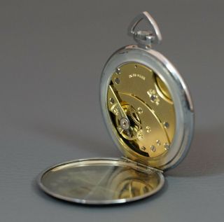 WWII German Military Swiss SERDIX A.  Michel Pocket Watch Silver Dial Arabic NOS 6