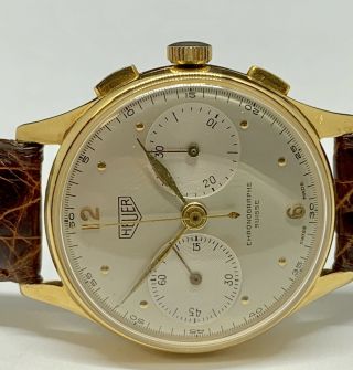 Heuer Vintage 18k GOLD BIG EYE Pre Carrera Chronograph,  Perfectly 2