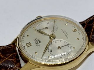 Heuer Vintage 18k GOLD BIG EYE Pre Carrera Chronograph,  Perfectly 3
