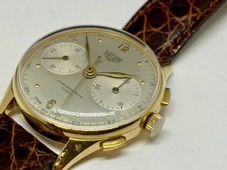 Heuer Vintage 18k GOLD BIG EYE Pre Carrera Chronograph,  Perfectly 4