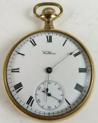 Antique Waltham 15 Jewel,  Pocket Watch In 25 Yr Gold Plated Case 1915