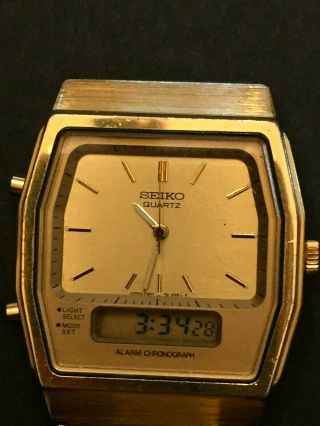 Vintage Mens Seiko Quartz Alarm Chronograph Waych Japan H601 - 536lr