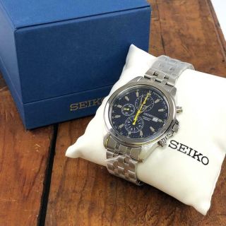 Seiko Cal 7t92 Mens Stainless Steel Chonorgraph Wristwatch In The Box