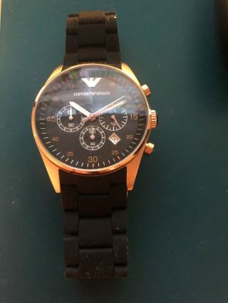 Emporio Armani Watch Men’s Black And Rose Gold