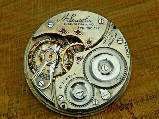 Antique Pocket Watch Movement Illinois A Lincoln Railroad 21j W Montgomery Dial