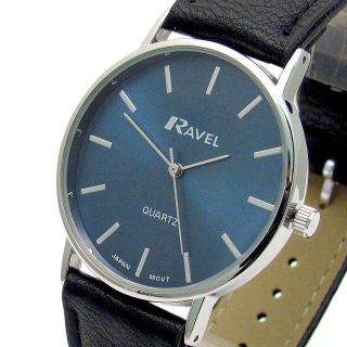 Ravel Mens Classic Quartz Watch Black Strap Blue Face R0129.  06.  1 2