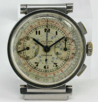 Vintage Universal Geneve Compur Chronograph Wristwatch Cal.  285 For Repair Nr