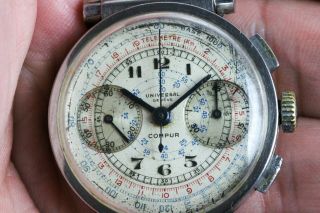 Vintage Universal Geneve Compur Chronograph Wristwatch Cal.  285 FOR REPAIR NR 6