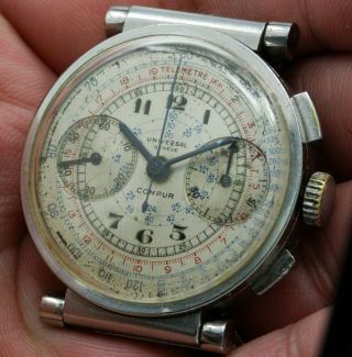 Vintage Universal Geneve Compur Chronograph Wristwatch Cal.  285 FOR REPAIR NR 7