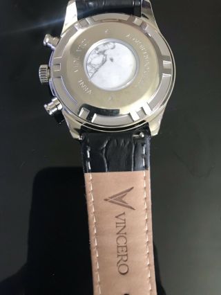 Authentic VINCERO Watches Chrono BLUE Leather Men ' s Luxury Watch 4