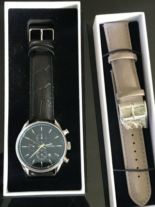 Authentic VINCERO Watches Chrono BLUE Leather Men ' s Luxury Watch 5