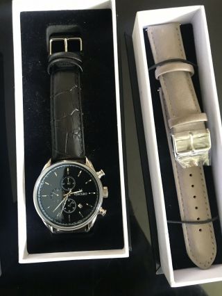 Authentic VINCERO Watches Chrono BLUE Leather Men ' s Luxury Watch 7