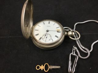 Waltham 18s Wm Ellery Coin Silver Hunter Key Wind Pocket Watch Parts/repair