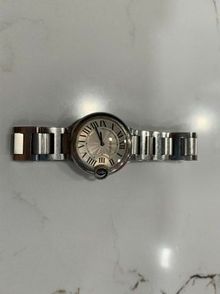 Cartier Ballon Bleu Guilloche Silver Dial Steel Automatic Midsize Watch