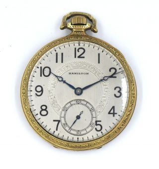 Art Deco Hamilton Model 2 Open Face 17j Pocket Watch 12s Gold Filled C1926 Box