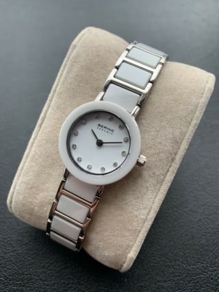 Bering Ladies White Watch Wristwatch Slim Ceramic - 11422 - 754 Stainless Steel