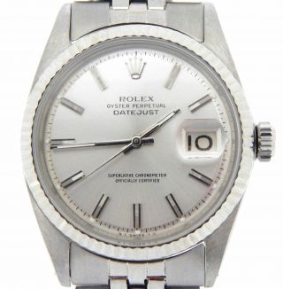 Rolex Datejust Mens Stainless Steel & 18k White Gold Black Watch Jubilee 1601