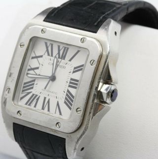 Cartier Santos 100 Xl Stainless Steel Men’s Automatic 38mm Leather Watch