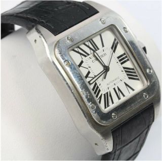 Cartier Santos 100 XL Stainless steel men’s automatic 38mm leather watch 2