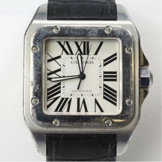 Cartier Santos 100 XL Stainless steel men’s automatic 38mm leather watch 3