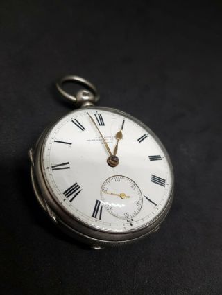 Antique Solid Silver Gent Fusee J.  Goodman Pocket Watch 1883