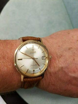 Omega Seamaster Vintage 18k Gold Automatic Wristwatch Dating Circa 1967
