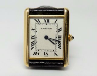 Cartier Quartz Tank Louis Watch In 18k Yellow Gold - Uncommon Thin 4mm Thick