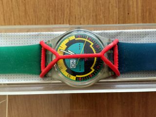 Vintage Swatch Watch 1987 Skyracer Gk106 Rare - With Case And Guard