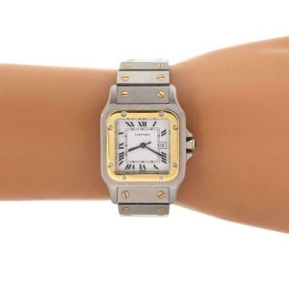 Cartier Santos 18k Gold Stainless Steel Automatic Date Men ' s Wrist Watch 5