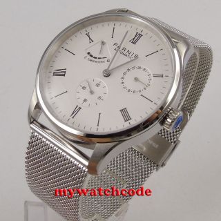 42mm Parnis White Dial Date Power Reserve St1780 Automatic Mens Watch Pa946au