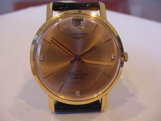 Old Stock 1960s Longines 18k Solid Gold Flagship Automatic Diamond Dial