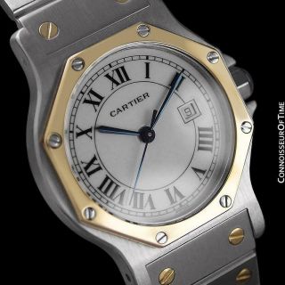 Cartier Santos Octagon Mens Midsize Watch,  Automatic - Ss Steel & 18k Gold