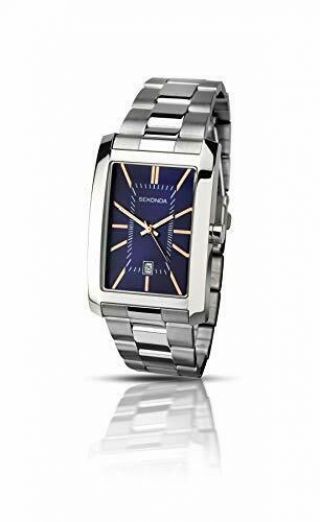 Sekonda 1213 Gents Watch Rectangle Face Blue Dial Stainless Steel Rrp £59.  99