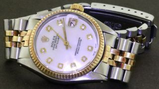 Rolex Datejust 6827 Ss/14k Gold Diamond Mop Dial Automatic Midsize Watch