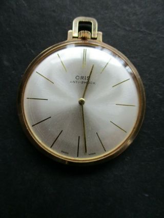 Vintage Oris Gold Plated Mechanical Pocket Watch,  7 Jewels,  652 Kif,  Vgc