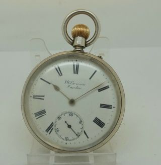 1901 J.  W.  Benson " Bank " Silver Pocket Watch For Repair,  Balance Swings,  Case