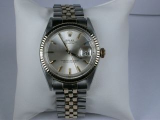 Vintage Rolex 14k & Stainless Datejust Mans Watch 1601