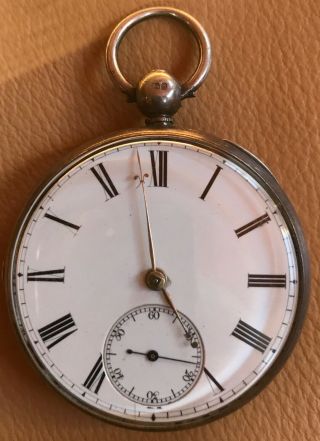 Fine Antique Hallmarked Sterling Silver Fusee Pocket Watch,  Lewis Russell,  1859