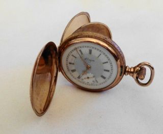 Antique Elgin Pocket Watch 20yrs Gf Hunt Case 0s 7j Fancy Dial Running