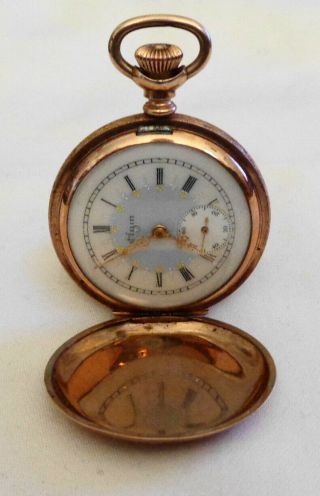 Antique Elgin Pocket Watch 20yrs GF Hunt Case 0s 7j Fancy Dial Running 6